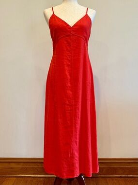 Zara Poppy Spaghetti Strap Linen Dress